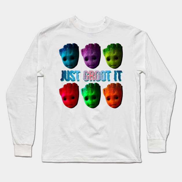 groot popart just do it marvel rofl Long Sleeve T-Shirt by denpoolswag